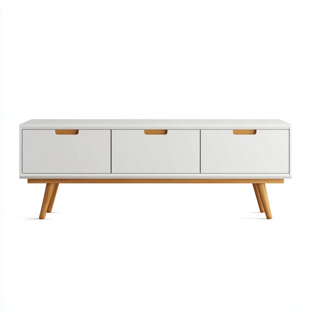 Mobile TV 150×45×72 cm in legno bianco - stile classico con vano aperto