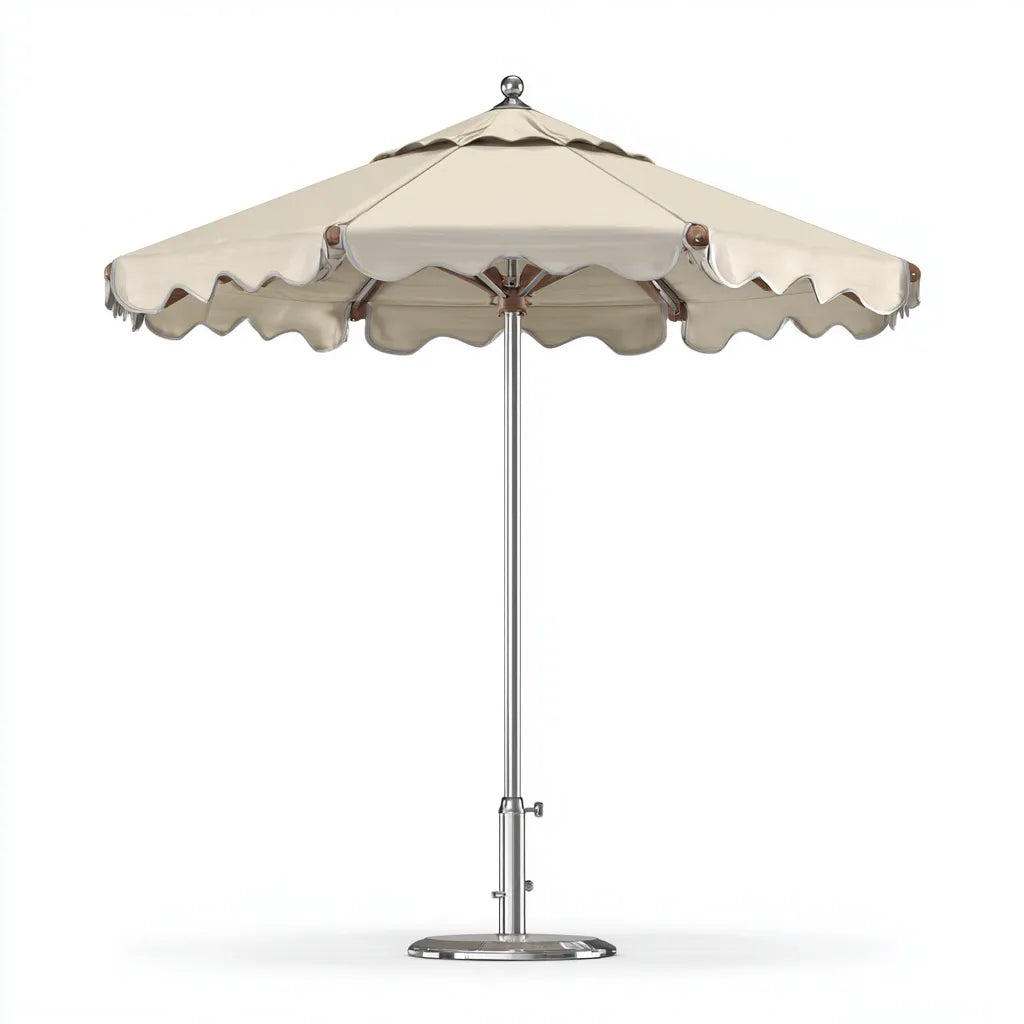 Ombrellone da sole per esterni 240×240×258 cm - beige - metallo e tessuto per giardino con bordo ondulato