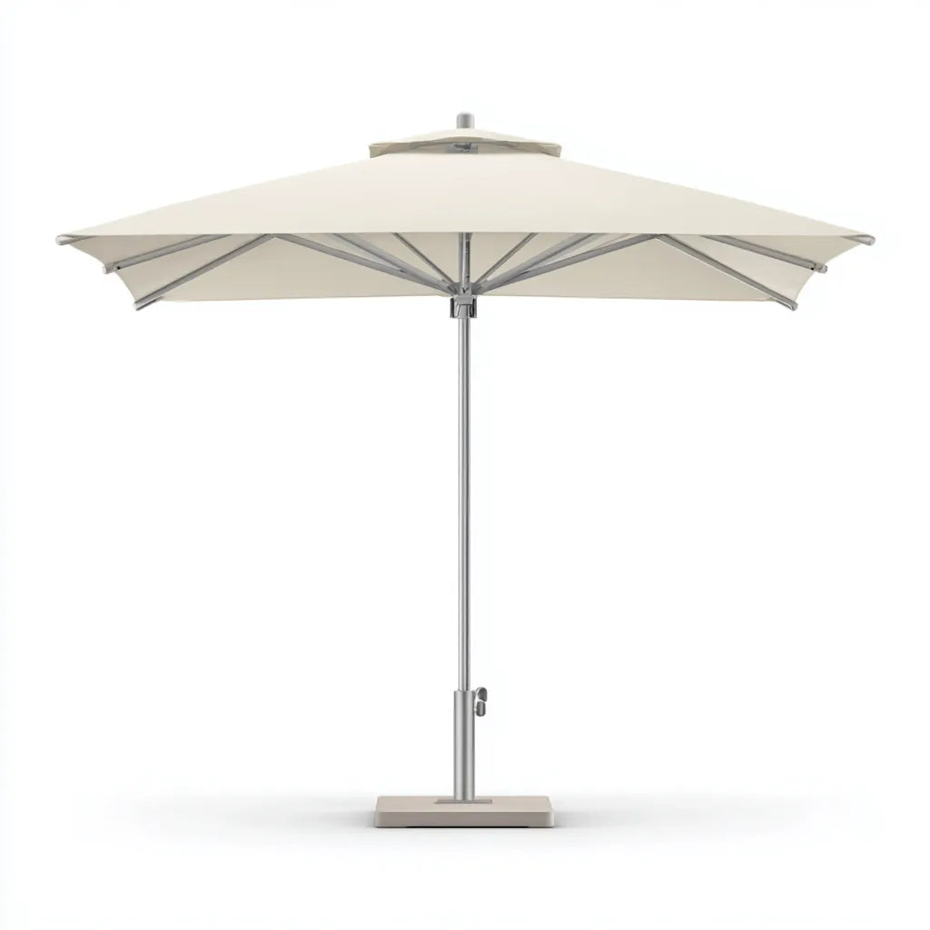 Ombrellone da sole per esterni 280×280×250 cm - bianco e argento - design centrale per terrazza