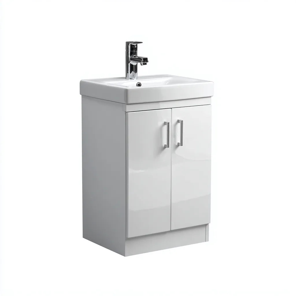 Mobile Bagno con Lavabo 50×38×85 cm – bianco lucido – salvaspazio moderno