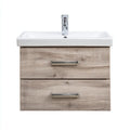Mobile lavabo 60×45×57 cm - rovere chiaro e bianco - sospeso dal profilo moderno