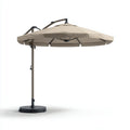 Ombrellone da sole per esterni 290×290×255 cm in tessuto beige e metallo nero - struttura decentrata con base rotonda