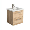 Lavabo sospeso 55×42×60 cm - rovere naturale e bianco - mobile bagno compatto con lavabo in ceramica per bagno essenziale