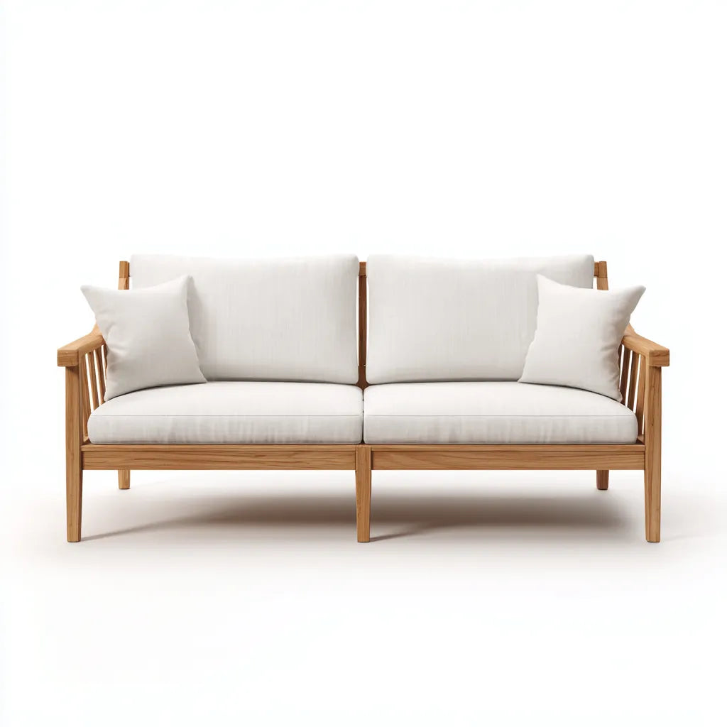 Divano da esterno 168×80×82 cm - beige chiaro - due posti con struttura in legno