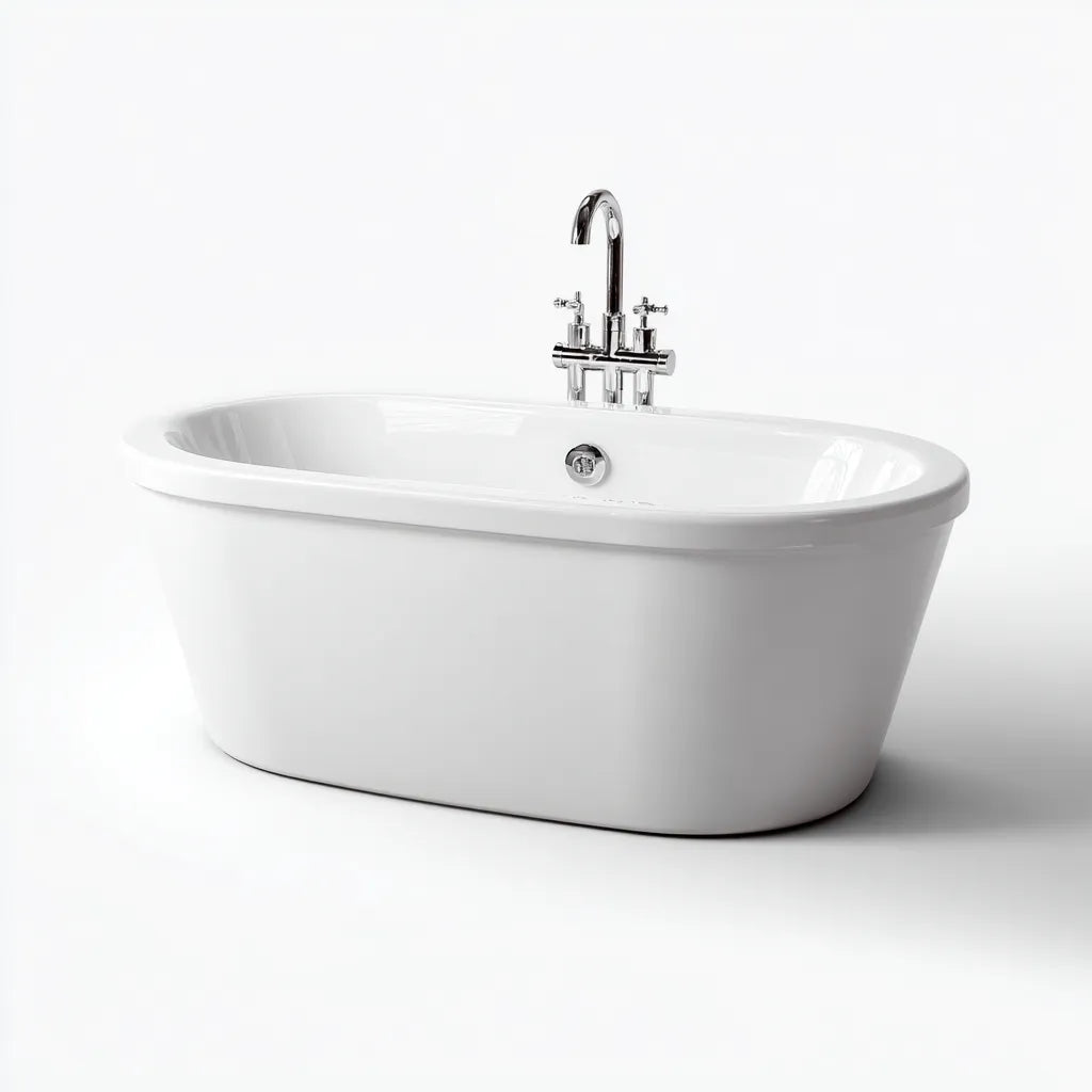 Vasca freestanding 168×76×58 cm - bianco - forma ovale con bordo arrotondato
