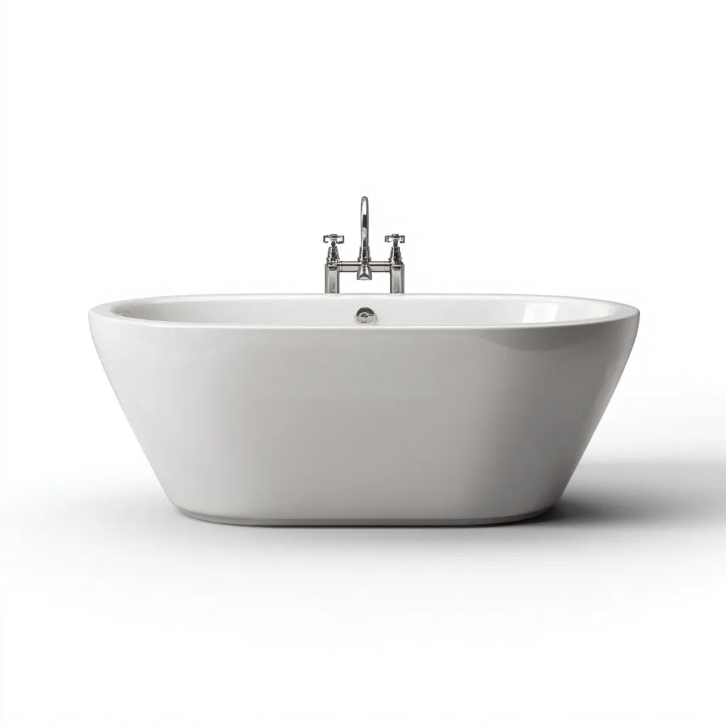 Vasca freestanding 170×78×58 cm in acrilico bianco - profilo ovale contemporaneo