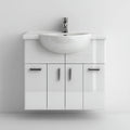 Mobile Bagno sospeso con Lavabo 90×48×60 cm – bianco lucido – contenitore contemporaneo