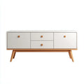 Mobile TV 120×40×55 cm - legno ingegnerizzato bianco crema e legno chiaro - per soggiorno stile nordico