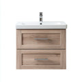 Mobile lavabo 60×46×58 cm - rovere chiaro e bianco - sospeso con lavabo integrato