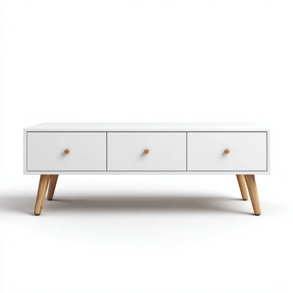 Mobile TV 130×42×60 cm - legno massello bianco decapato - per soggiorno stile rustico