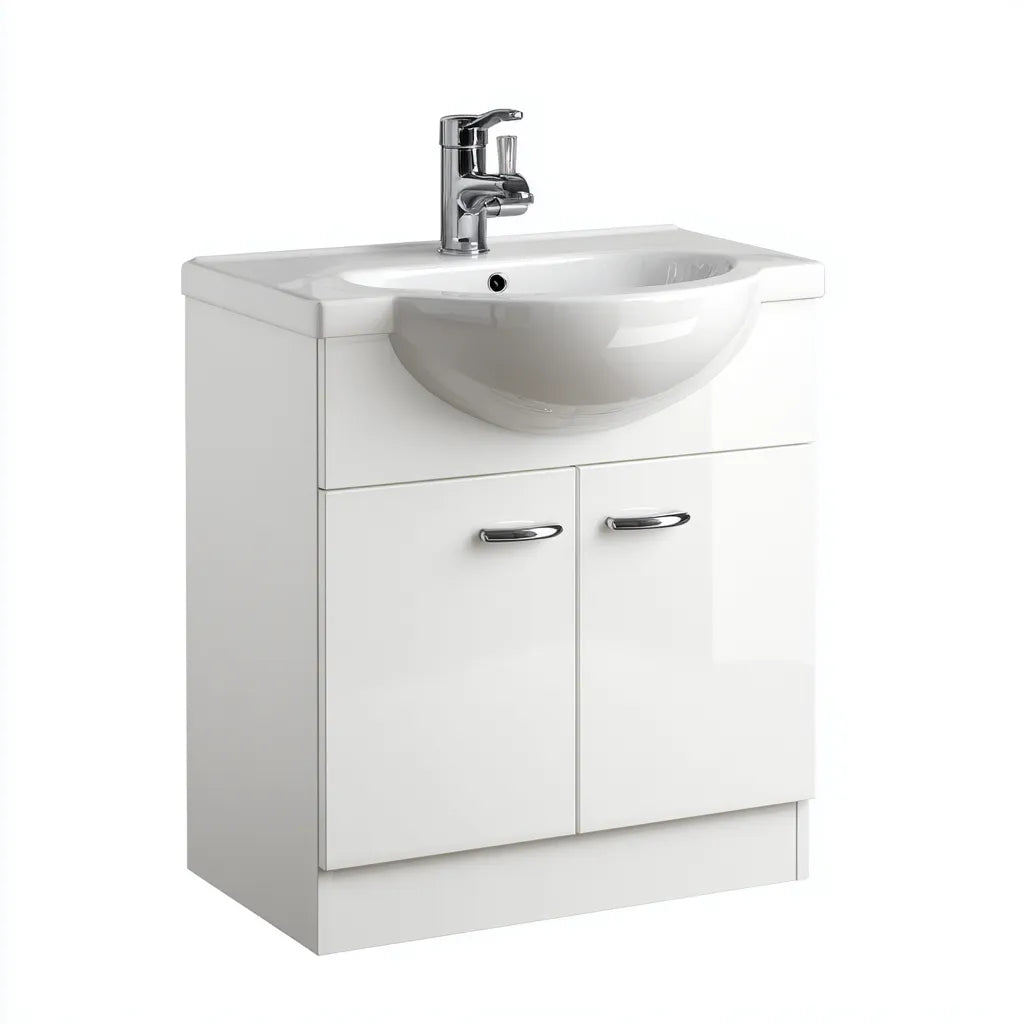 Mobile lavabo 65×48×81 cm - bianco - design curvo con mobile contenitore